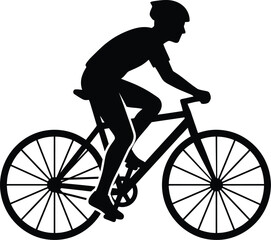 Fototapeta premium Vector illustration of a cyclist riding a bicycle with a helmet on