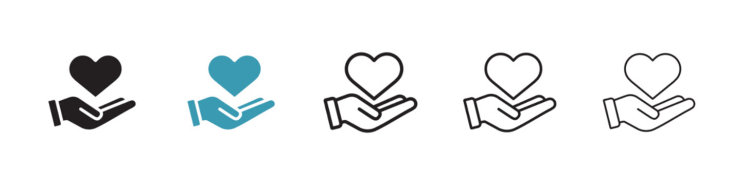 Heart in hand vector icon logo or illustration
