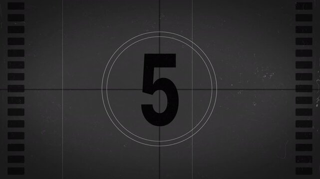 Old Film Countdown - Vintage Film Countdown Timer | Old Movie Retro Cinema Start Leader Animation 4K