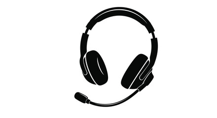 Black headphones with microphone a striking graphic silhouette © MD