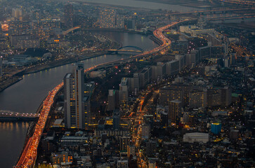 Fototapeta premium Tokyo Night Cityscape and Highways