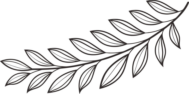 Hand drawn laurel wreath in black ink garland leaves