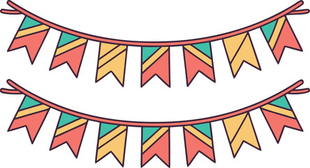 Obraz premium Colorful paper flag garland hanging in a row colorful garland