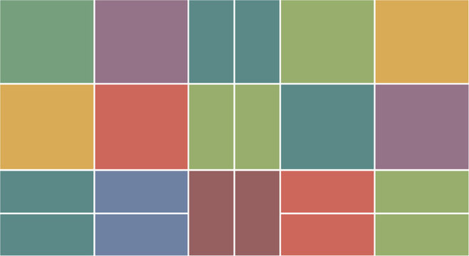 Minimalist geometric grid pattern showcasing an organized arrangement of diverse colored squares and rectangles, creating a clean, modern, and visually balanced modular design.