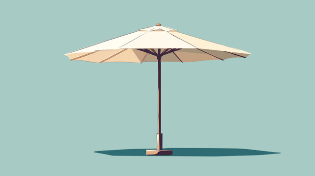 A digitally rendered, geometric umbrella casting a shadow on a serene, light teal backdrop