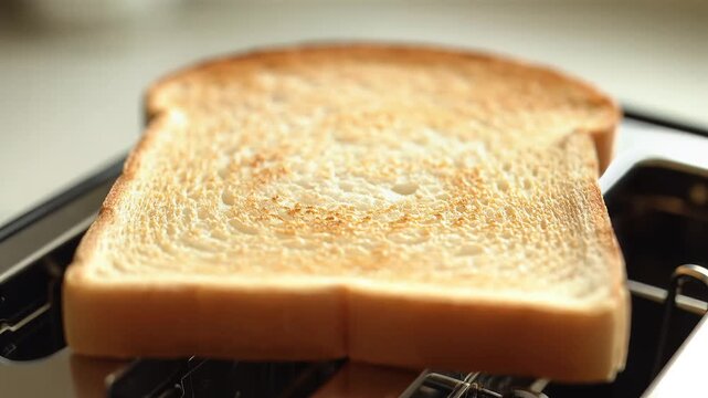 Close-up of slice of white bread in toaster, food preparation