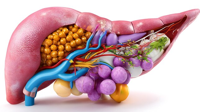 human pancreas anatomy with liver and gallbladder