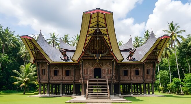 Traditional Batak House, Sumatra, Indonesia: Unique Architecture with Curved Roofs