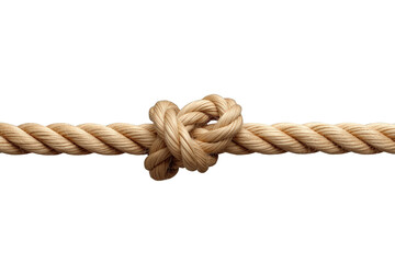 Obraz premium Rope knot on a horizontal woven cord demonstrating connection, strength, security, and unity with a transparent background