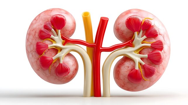 human ureters and kidneys anatomy illustration