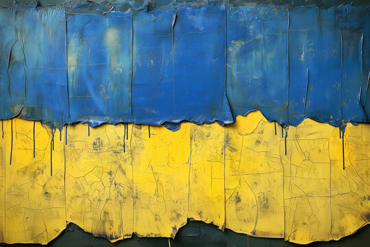 Encaustic Art Depicting Ukrainian Flag Symbolism