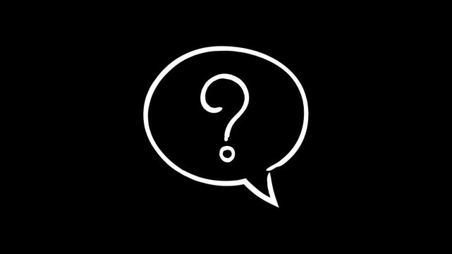 question mark symbol in speech bubble on black background