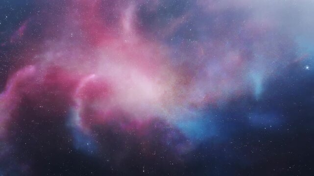 Pink & blue nebula with scattered stars, cosmic dust