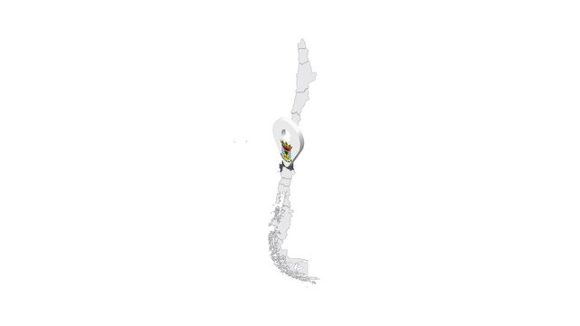 Location Biobio Region on map Chile. 3d Biobio emblem map marker location pin. Map of Chile showing different parts. 4K.  Animated Video