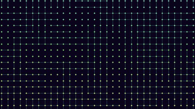Abstract futuristic technology background with neon grid, glowing nodes and connecting lines. Digital network pattern for sci fi UI, data, cyberspace visuals