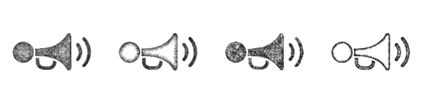 Sketch toy car horn icon design set