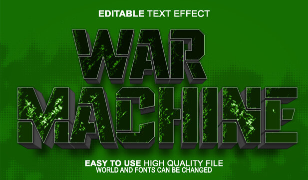 War Machine Military Armored Combat Typography Design Vector Fully Editable Smart Object Text Effect
