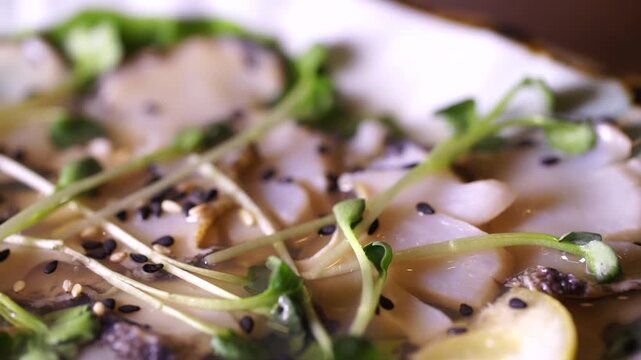 Fresh sliced raw abalone sashimi Korean seafood 