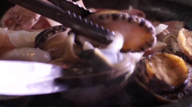 Charcoal grilled abalone with butter Korean cuisine K-food
