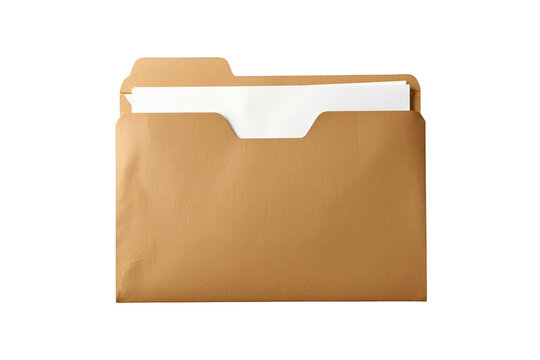 Manila file folder, brown paper document holder with blank white papers inside, for office organization