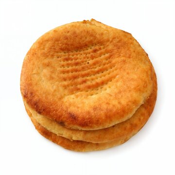 Taftan Bread Top View Golden Persian Flatbread Isolated on White
