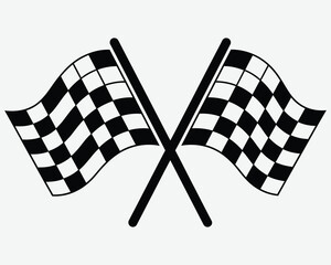 Fototapeta premium Black and white checkered racing flags crossed in a victory symbol
