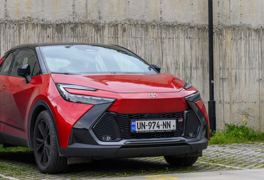 April 18, 2026, Tbilisi, Georgia ew Generation Toyota C-HR All-Electric Compact Crossover SUV Parked