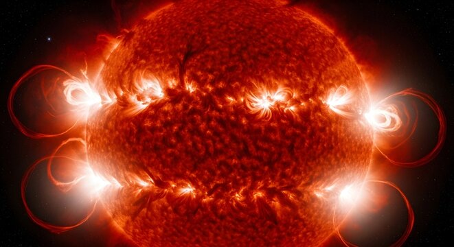 Intense Solar Flares and Coronal Loops Erupting from the Sun's Fiery Surface in Deep Space