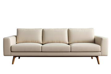 Fototapeta premium Beige modern minimalist sofa with clean design and comfortable upholstery, providing contemporary seating