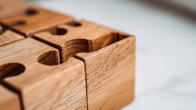 Wooden puzzle pieces interlocking emphasizing health, wellness, and vitality