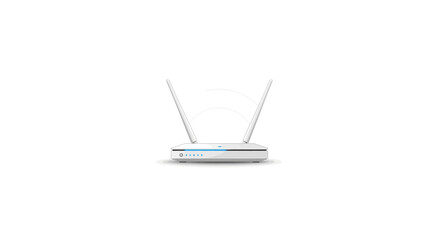 Fototapeta premium White wireless internet router with antennas isolated on white background last 2026.