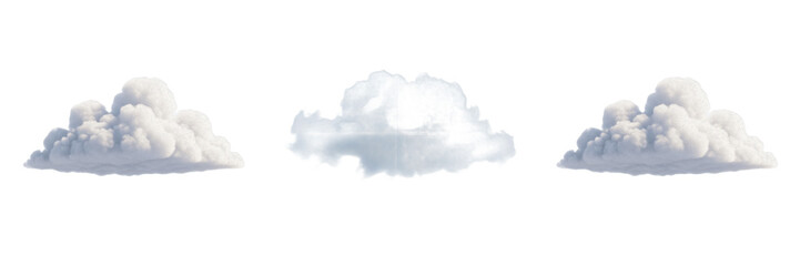 Set and collection of single small clouds isolated on transparent png background © fixa