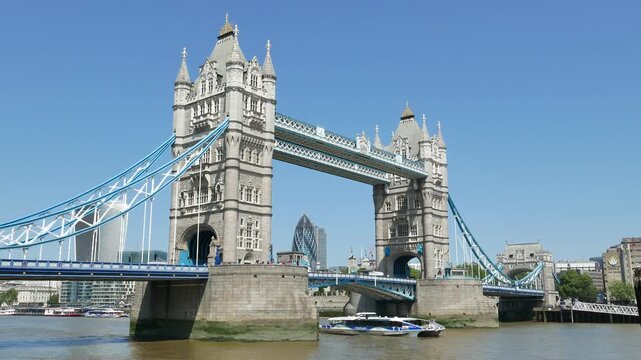 Tower Bridge  and River Thames in London. Tower bridge is over 120 years old and designed by Brunel , built in 1886 to 1894.