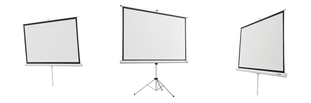 Set and collection of clean projector screen isolated on transparent PNG background