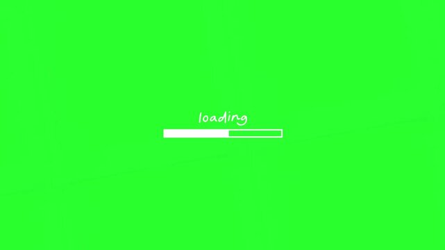 A loading animation video on a bright green background screen