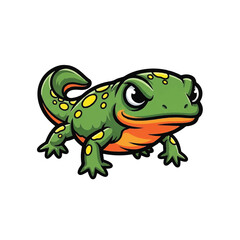 Fototapeta premium Cartoon green frog with spots.