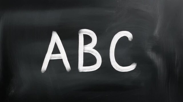 Hand-Drawn "ABC" Chalk Animation on a Smudged Blackboard Background