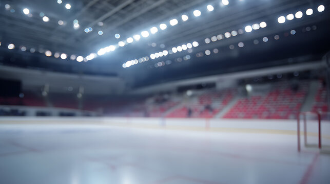 Blurred ice hockey rink in arena symbolizing global connectivity and communication