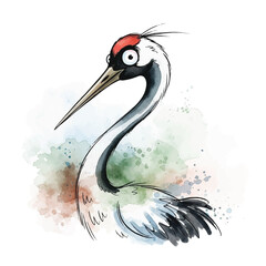 Obraz premium Red Crowned Crane Bird Profile View.
