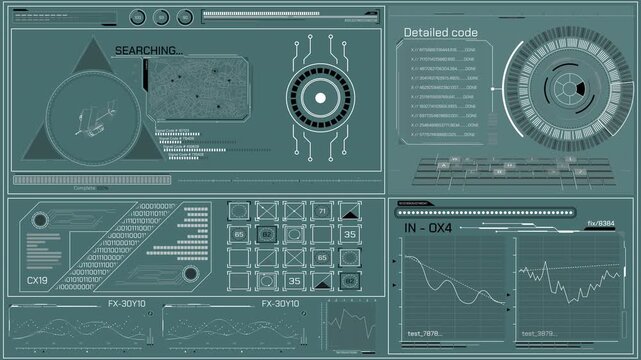 Animated interface displaying satellite-based monitoring and data analysis