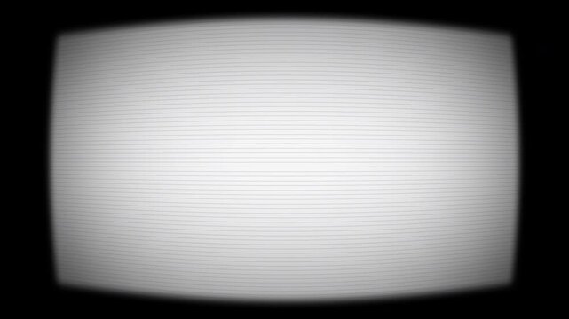 Curved lens old TV screen frame overlay seamless loop animation with CRT scan lines, vignette effect, VHS noise, and random glitch flicker. 4K animated analog old TV overlay for retro video editing.