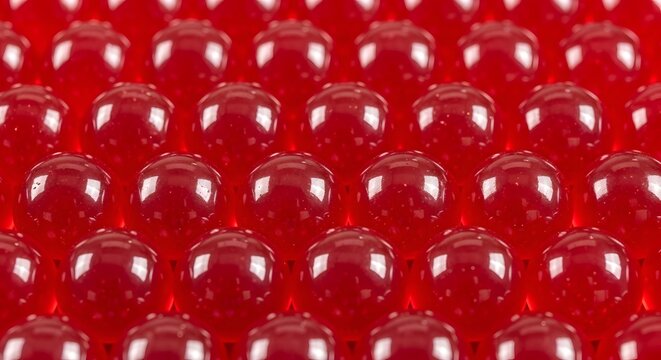 close-up of shiny red gel or candy beads