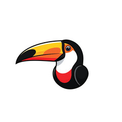 Fototapeta premium Colorful cartoon toucan bird head profile.