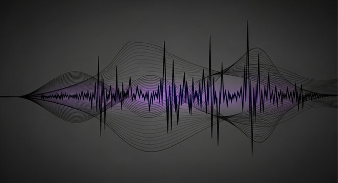 Abstract Sound Waveform Purple Digital Audio Visualization.