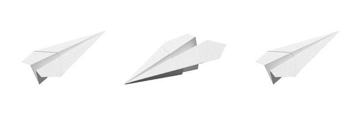 Set and collection of white paper airplane isolated on white transparent png background © prettyshots