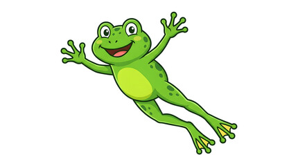 Fototapeta premium A cheerful green frog clipart jumping with joy on a clean white background