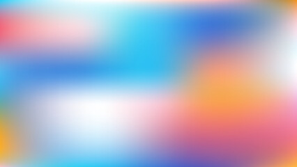 Naklejka premium This horizontal abstract gradient background showcases soft, blurred transitions of blue, cyan, pink, and orange pastel colors in a fluid mesh design.