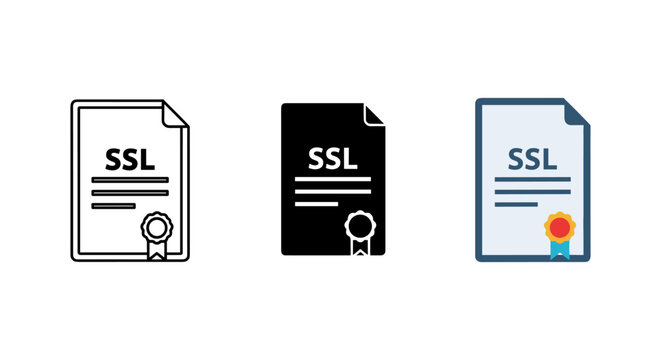 SSL certificate icons, secure socket layer symbols