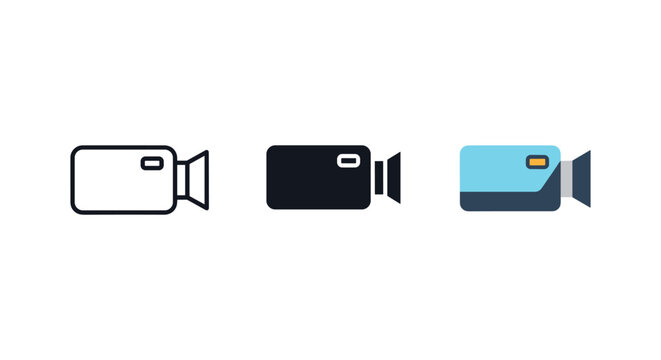 vector illustration of three different video cameras