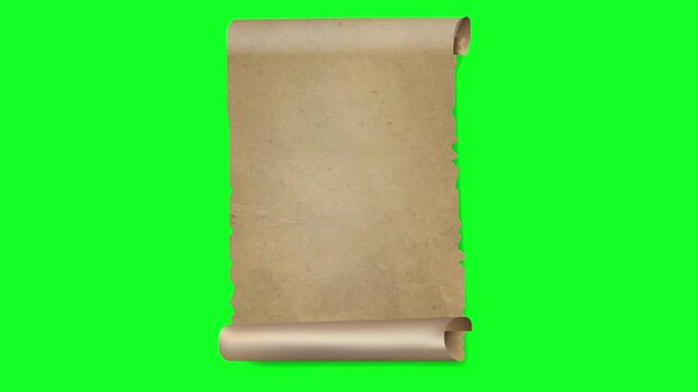 rolled up brown paper on green background